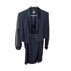 Vintage John Phillips size 22W mother of bride or groom navy blue dress preowned